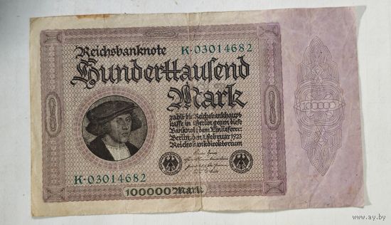 1923 год Германия 100 000 марок