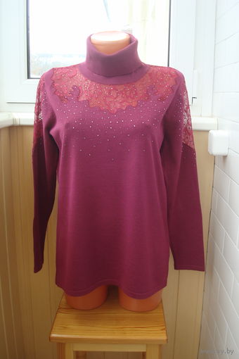 НОВАЯ кофта с ажурной кокеткой ВИСКОЗА 48-50 р-ра