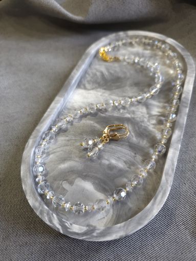 Бусы и серьги Аврора Бореалис Aurora Borealis Чехословакия в золотом варианте