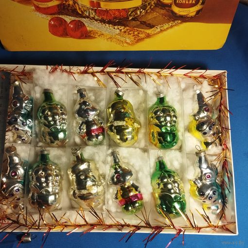 Чиполлино  елочные игрушки ссср. Чиполлино, виноград, принц лимон, коньки горбунки 12 игрушек в наборе