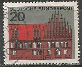 ФРГ. Старая ратуша. Ганновер. 1962г. Mi#416.