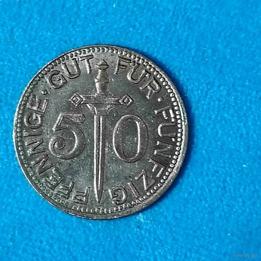 50 пфеннигов (1917г.) г.Золинген. Сохран! Расспродажа!