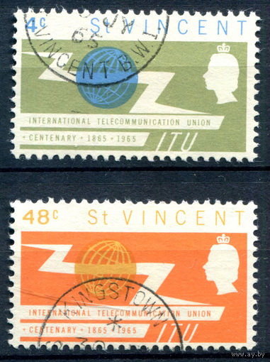 Британские колонии - Сент-Винсент - 1965г. - 100 лет Международному союзу электросвязи - 2 марки - полная серия, гашёные [Mi 203-204]. #2-Bc-52-A-2