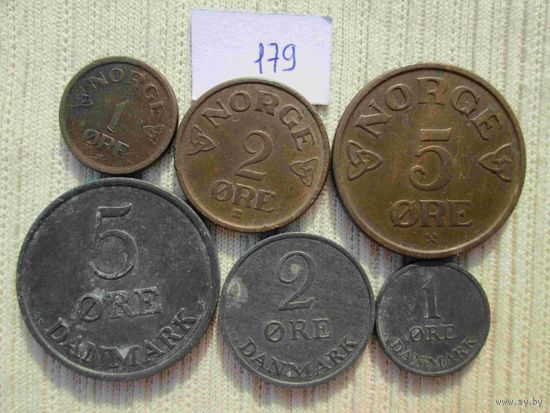6 монет Дании и Норвегии