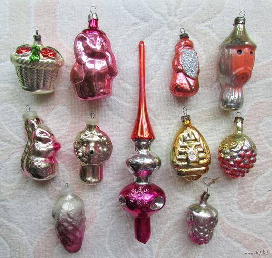 Елочные игрушки на реставрацию. Стекло, СССР, одним лотом