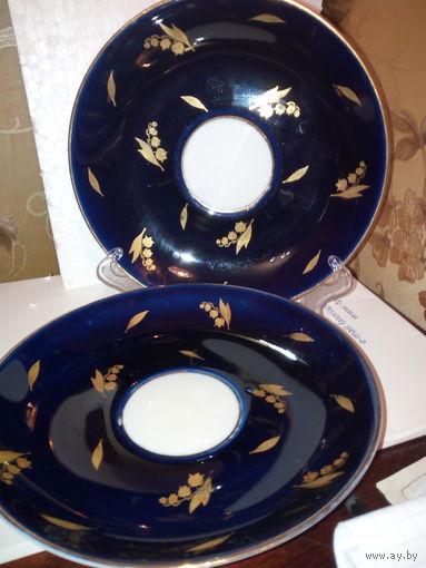 ЛФЗ СТАРЫЙ БЛЮДЦА 17СМ"ЛАНДЫШИ"КОБАЛЬТ.