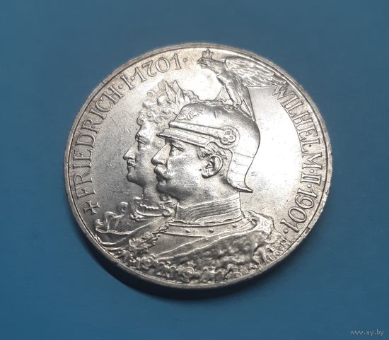 Германия. 5 марок. 1901 год. 200 лет Пруссии. Отличная! Серебро. Распродажа коллекции