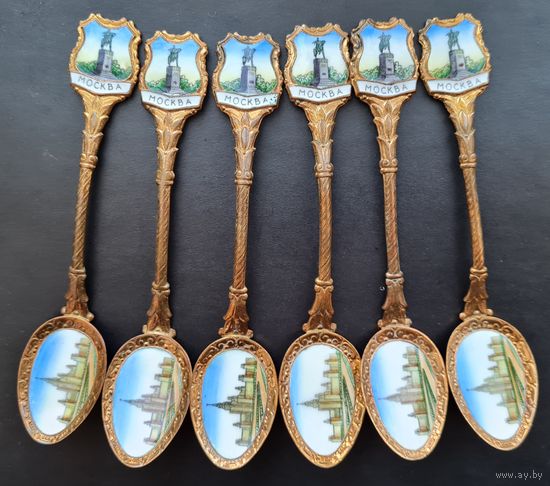 Ложки чайные сувенирные Москва, СССР, эмаль