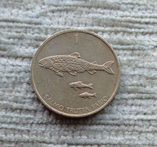Werty71 Словения 1 толар 1992 Рыба Кумжа