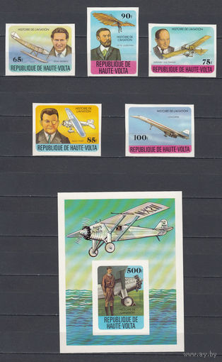 История авиации. Верхняя Вольта. 1978. 5 марок и 1 блок б/з. Michel N 706-710, бл49 (- е).