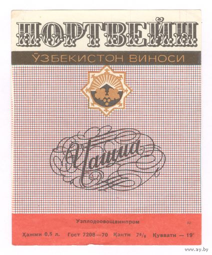 082 Этикетка Портвейн Чашма