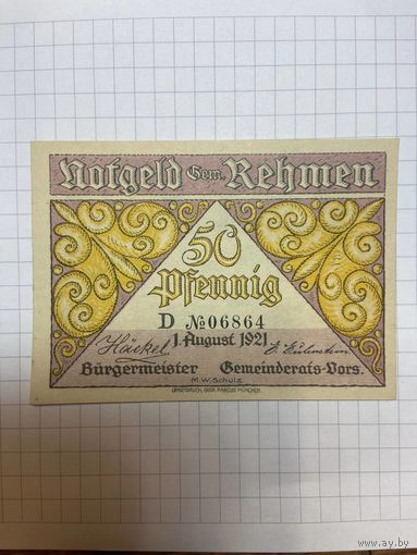 50 пфеннигов (нотгельды) г. Германия Рехмен-1201