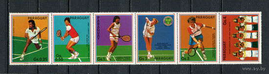 Парагвай - 1986 - Теннис - сцепка - (хранились в сложенном виде, следы от хранения на клее) - [Mi. 4029-4034] - полная серия - 6 марок. MNH.  (Лот 43Jo)-T4P29