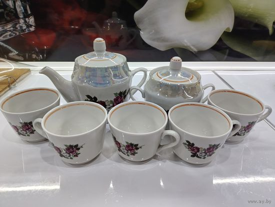 С 1 рубля!!! Сервиз чайный, фарфор. 1980-е.