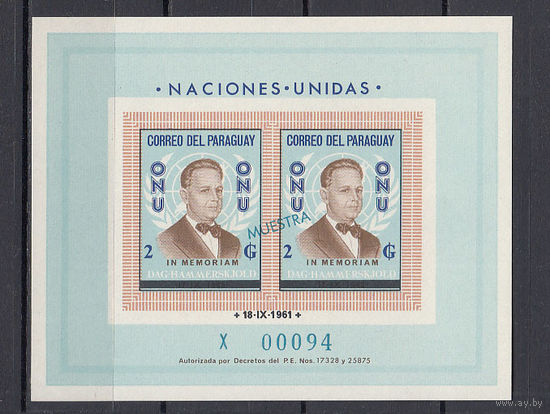 ООН. Парагвай. 1963. 1 блок (MUESTRA). Michel N бл44 (26,0 е)