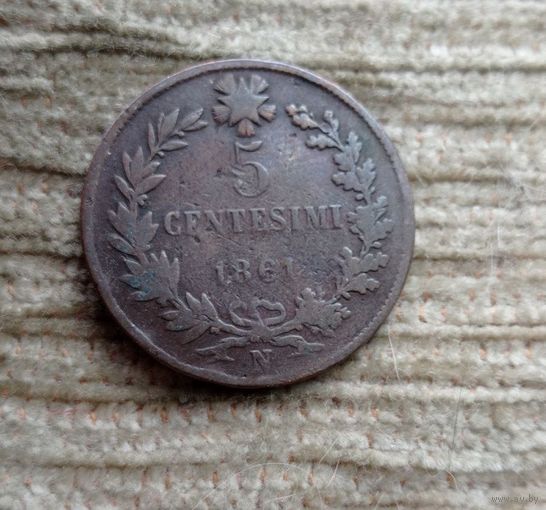 Werty71 Италия 5 чентезимо 1861 N Неаполь