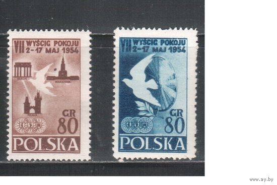 Польша-1954(Мих.845-846)  **  ,  Спорт, Велосипед, Велоспорт (полная серия)