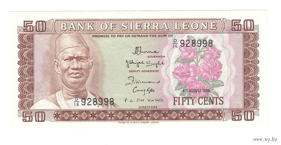 Сьерра-Леоне 50 центов 1984 года. Тип Р 4. Состояние UNC!