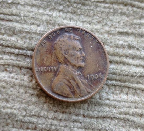 Werty71 США 1 цент 1936 пшеничный