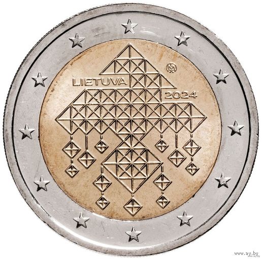 2 евро 2024 Литва Соломенные сады UNC из ролла