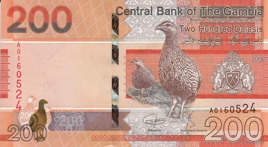 Гамбия 200 даласи 2019 (UNC)