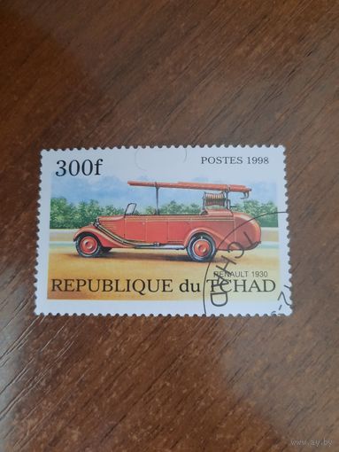 Чад 1998. Пожарный автомобиль. Renault 1930. Марка из серии