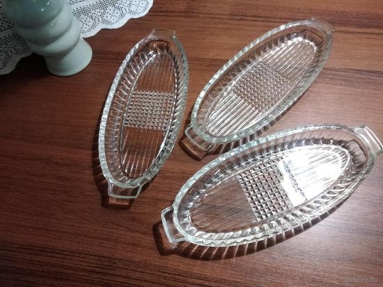 Блюдо, тарелка, селедочница, стекло, СССР.