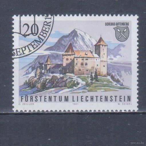 [1661] Лихтенштейн 1981. Культура.Архитектура.Замок. Гашеная марка.