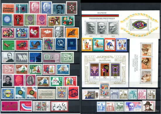ФРГ - полные серии - 60+ марок и 4 блока - MNH, треть марок с незначительными дефектами клея. #O-W-70-E-1