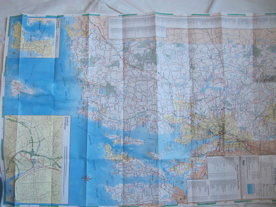 Большая (90х60 см) детальная карта штата Род-Айленд (США) с планами Провиденс и Ньюпорта