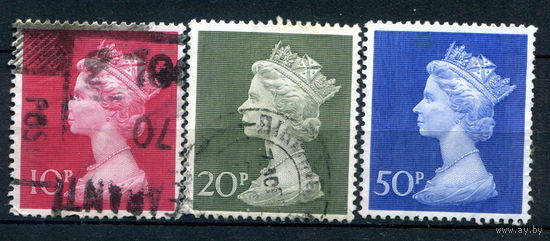 Великобритания - 1970/73г. - королева Елизавета II - 3 марки - полная серия, гашёные, чистая, без клея [Mi 549-551]. #3-GB-93-A-1