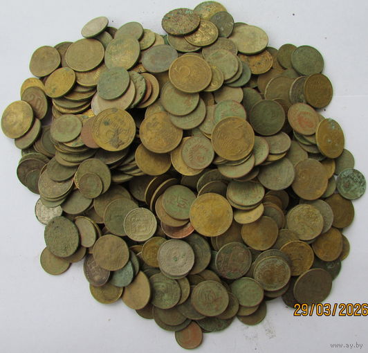 Небольшой лотик дореформенных монеток СССР. Сборный лот, около 1,5 кг. С рубля.