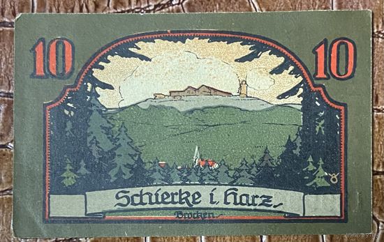 Нотгельд 10 пфеннигов 1921 год. Ширке,. Веймарская Республика