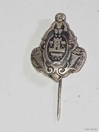 Литовский значек Клайпеда 1930 года . Латунь покрытая серебром .