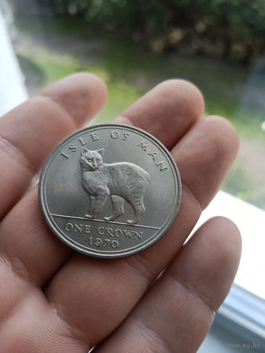 1 крона 1970 кот остров мэн