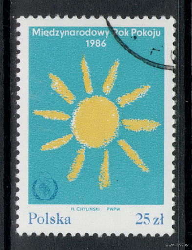 Польша /1986/ Международный Год Мира /Солнышко / Michel #PL 3018 / 1 Серийная Марка