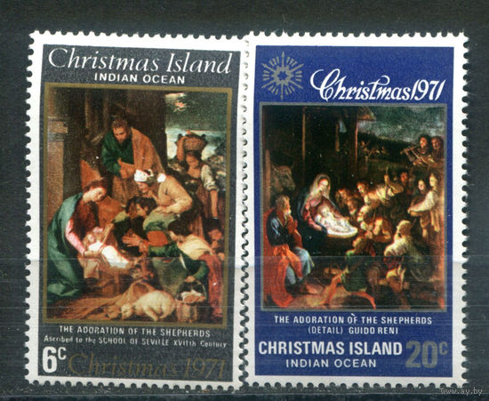 Рождественские острова (о-в Рождества) - 1971г. - Рождество - 2 марки - полная серия, MNH с незначительным дефектом клея [Mi 37-38]. #4-B6-Z-1-1