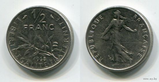 Франция. 1/2 франка (1968, XF)