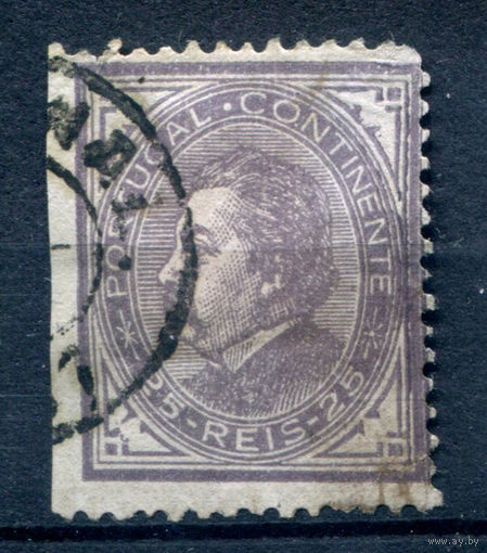 Португалия (Королевство) - 1880г. - Король Луиш I, 25 R - 1 марка - гашёная [Mi 52]. #1-Po-7-A-1