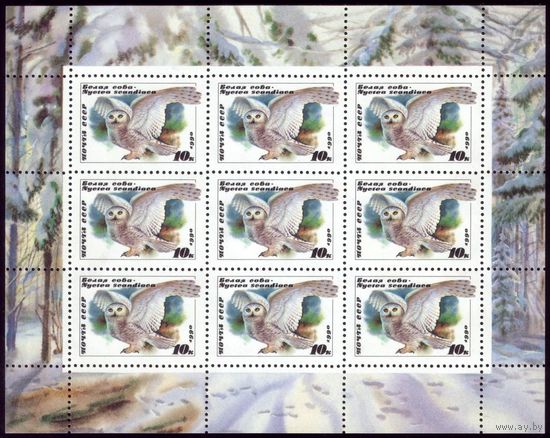 Малый лист 1990 год Сова 6119