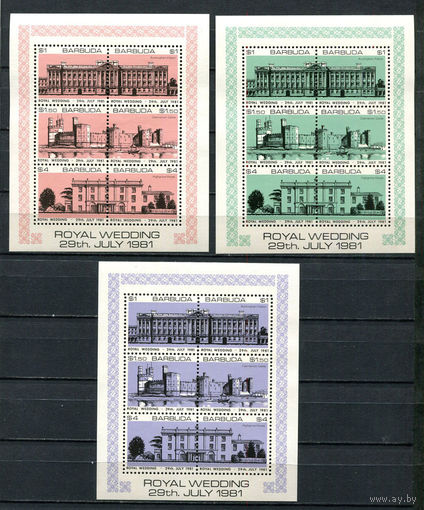 Барбуда - 1981 - Свадьба принца Чарльза и Дианы Спенсер - [Mi. bl. 58-60] - 3 блока. MNH.  (LOT EJ39)-T10P55