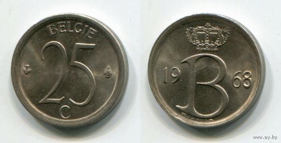 Бельгия. 25 сантимов (1968, BELGIE, aUNC)