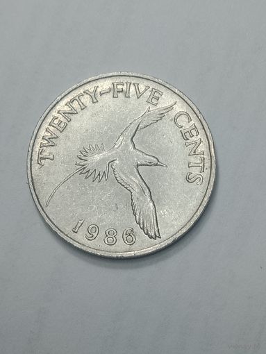 Бермудские острова 25 центов 1986 года .