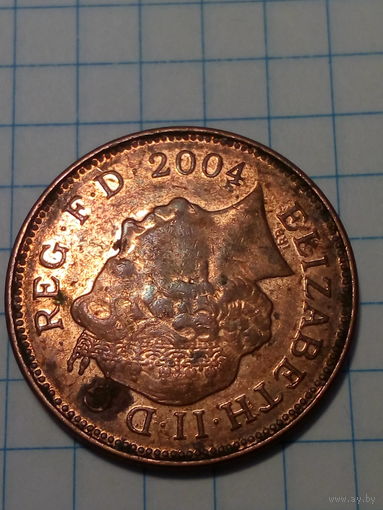 2 пенса Великобритания 2004 год.