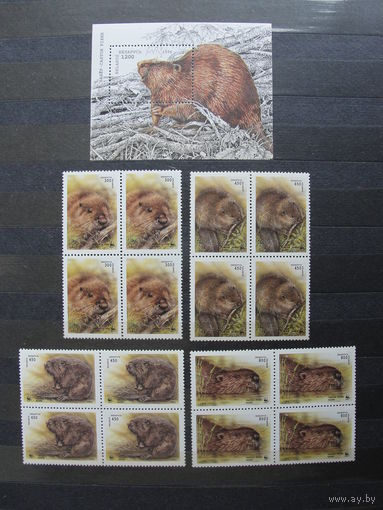 Продажа коллекции с 1 рубля! Чистые почтовые марки РБ в квартблоках.