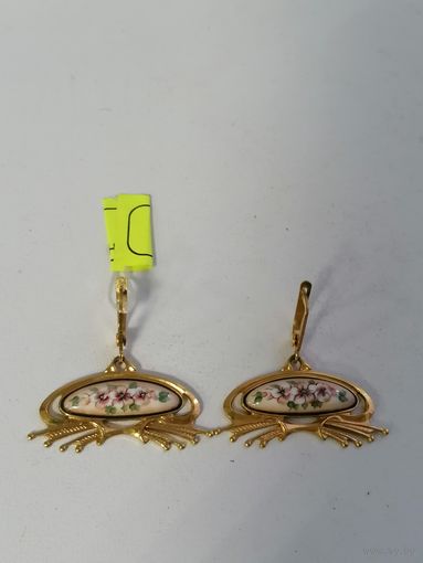 Серьги Финифть СССР, позолота