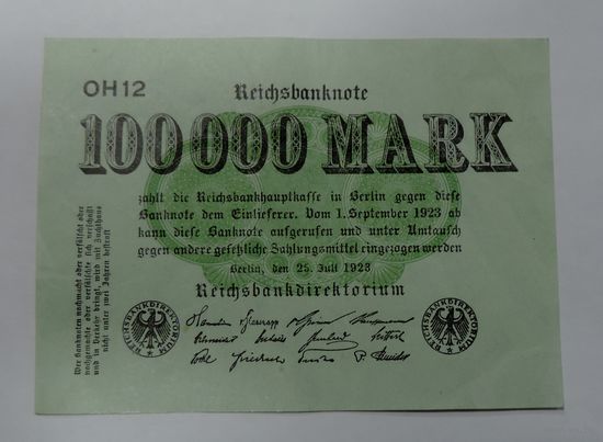 100000 марок 1923г. Германия.