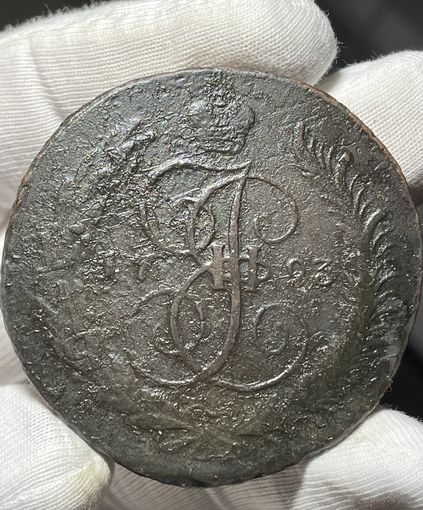 5 копеек 1793 ЕМ без МЦ.Кладовая.Диаметр.Павловский перечекан.