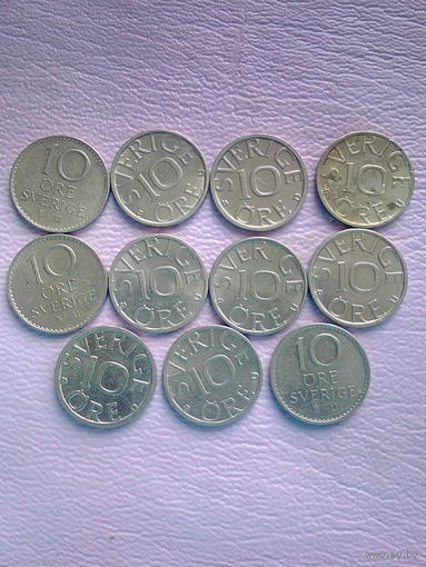 Швеция 10 эре СБОРНЫЙ ЛОТ. Года: 1973, 1978, 1979,1983,1985, 1986, 1987.