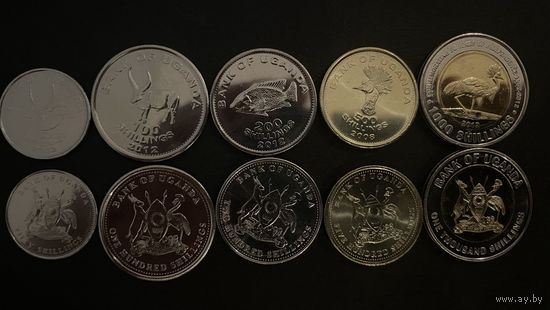 Уганда Набор 5 монет 2008 - 2012 год UNC